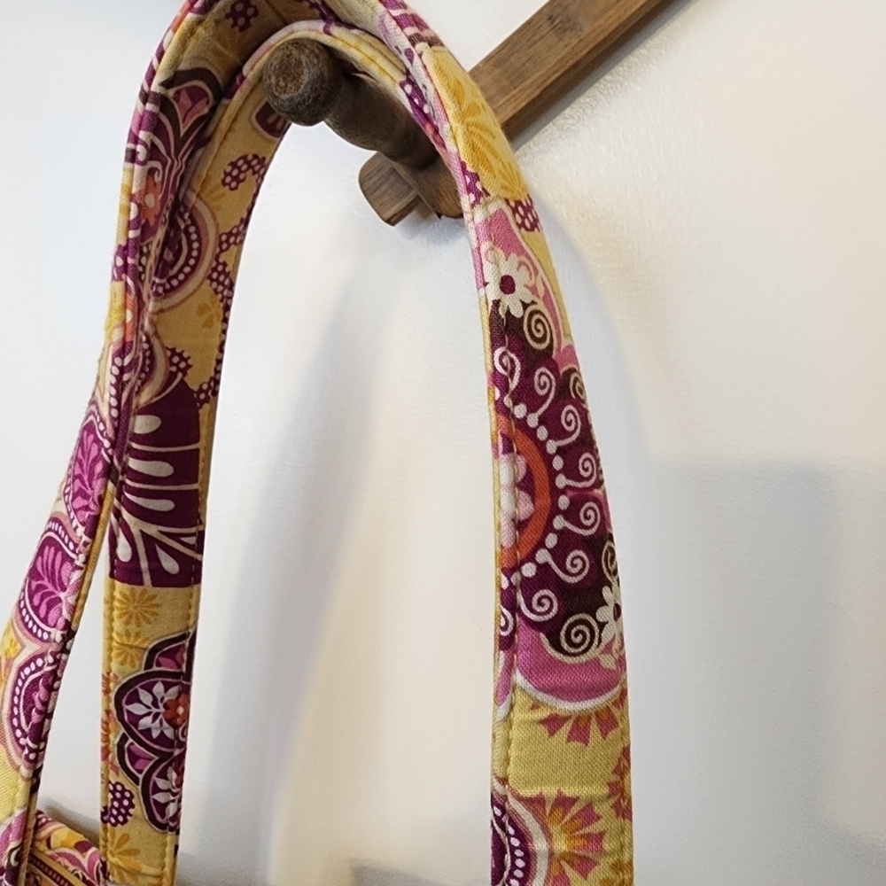 Vera Bradley Tiki Tote With Coconut Shell Clasp Shoulder Bag Pink Yellow Beach - Picture 4 of 12